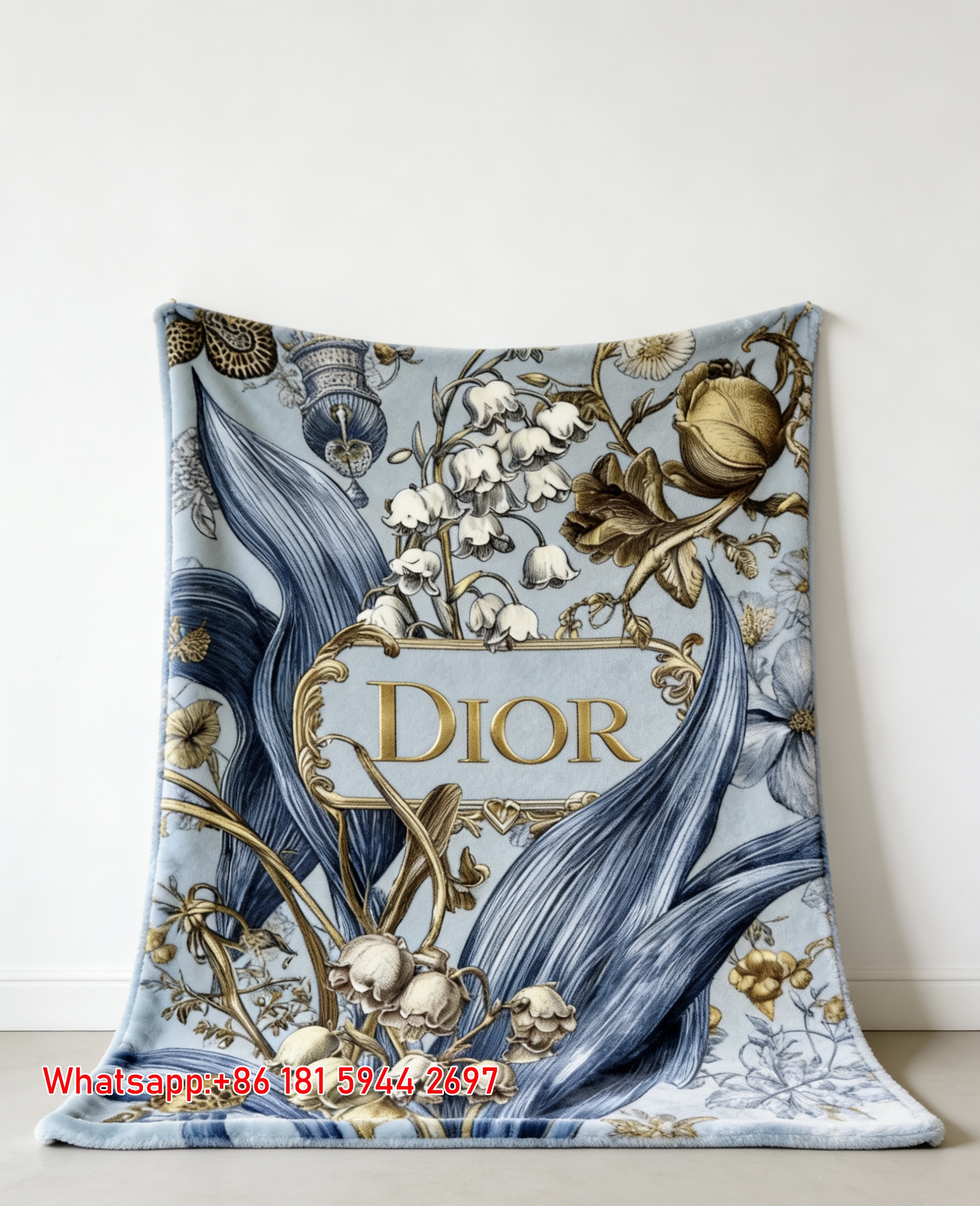 Dior Lily of the Valley Luxury Flannel Sofa Throw Blanket D497